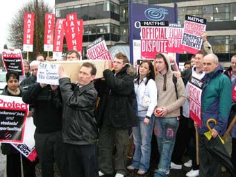 Lecturers stage 'funeral service' for the contract at Oaklands College